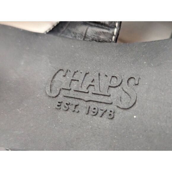 Chaps Women's Black Leather 3" Heel Croc Embossed Slide Kourtney Sandal Size 8 - Picture 12 of 12